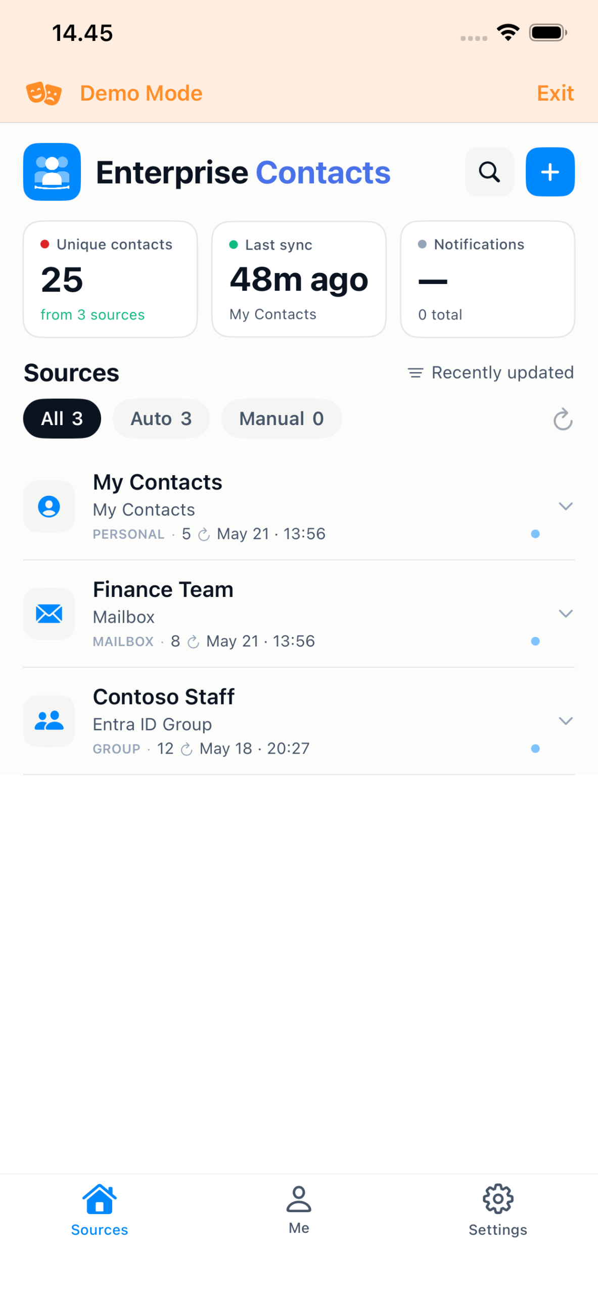 Enterprise Contacts app screenshot